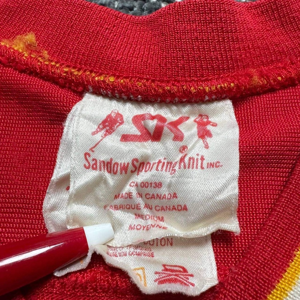Vintage Calgary Flames NHL Jersey‎ Mens XL Red 80s Hockey Mesh Streetwear - Picture 5 of 13
